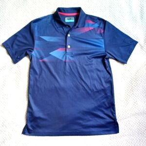 PGA tour golf shirt for men in small blue navy red stripped collar tshirt light